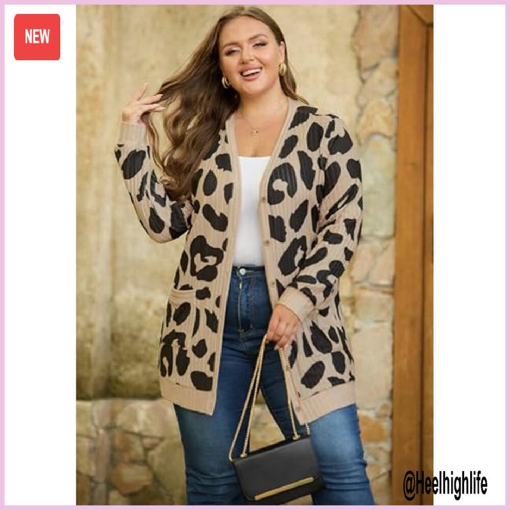 Plus Size Cardigan Open Front Button Down Sweater… - image 5